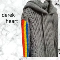 ニットパーカー グレー ケーブル編み ざっくり 秋冬 derek heart