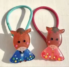 No.117 午年　正月　冬　2026 キッズヘアゴム　ハンドメイド　キラキラ