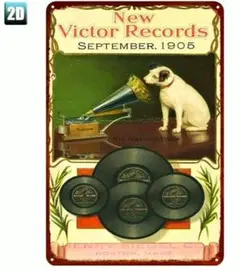Victor　ビクター　ニッパー　犬　ブリキ看板　ティンサイン　ポスター