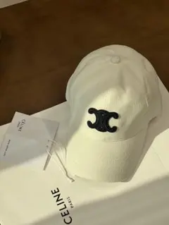 Celine キャップ ホワイト ブラックタグ 中古美品 i