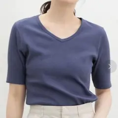 最終お値下げ　Honeys ハニさら Vネック 半袖Tシャツ M 接触冷感のサムネイル