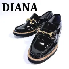 ✨極美品✨ダイアナ ビットローファー 厚底 エナメル スタッズ 黒 22.5cm