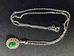 シルバー グリーンストーン ネックレス