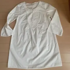 ホワイト 刺繍 五分袖チュニックのサムネイル