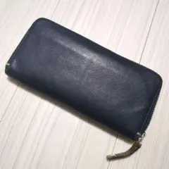 【中古】ポール・スミス 長財布 合成皮革 紺色