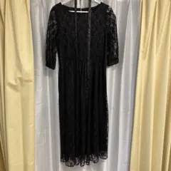 マタニティ授乳口次フォーマルワンピース黒レース