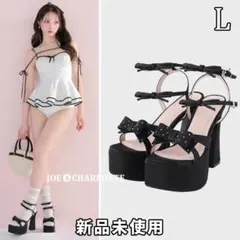 エムミーエメ フロントクロスリボンプラットフォームサンダル ブラック