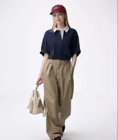 チノバレルレッグタックパンツ ベージュ S