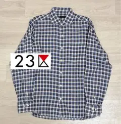 23区HOMME リネンチェックシャツ 長袖 コットン 春夏46