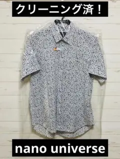 7月2日クリーニング済！nano universe 半袖 総柄シャツsize:Ｍ