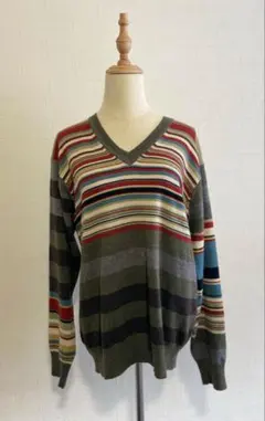 Paul Smith 変わりボーダー　Vネックニット　サイズXL 美品☆のサムネイル