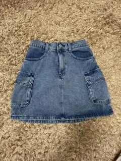 GU デニムブルー カーゴスカート ゴムウエスト　160