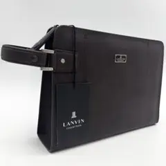 A453【タグ付き】LANVIN クラッチバッグ セカンドバッグ 自立 焦茶色