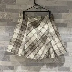 GRL インパン裏地付きチェック柄プリーツスカート[tu963] M アイボリー