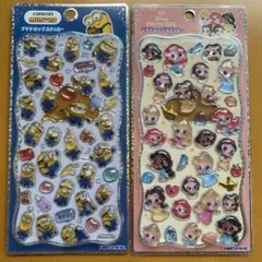 【正規品】プチドロップステッカー ミニオン　ディズニープリンセス　2種 セット