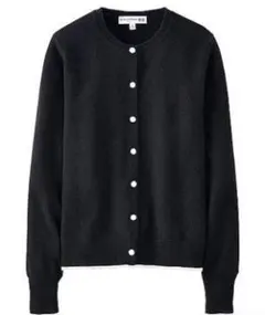 ユニクロ×イネス　カシミヤ100　カーディガン　Sサイズ　黒×オフ白