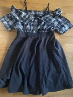 オフショルダー チェック柄 ミニワンピース 未使用に近い