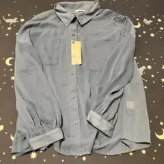 新品タグ付き　GU オーバーサイズ シアーシャツ 長袖 160