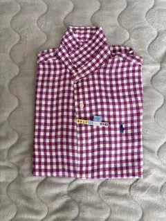 ポロ ラルフローレン　紫と白 チェック 長袖シャツ