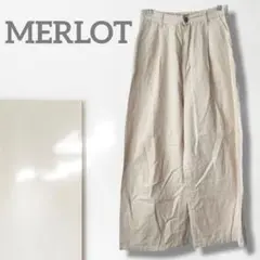 t【メルロー】ワイドパンツ/美品 ウエストゴム ハイウエスト 脚長効果 人気