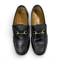 王道 グッチ 38 25cm ホースビットローファー 黒 ゴールド金具 伊製