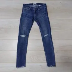 GYDA ダークブルー スキニーデニム 膝ダメージ