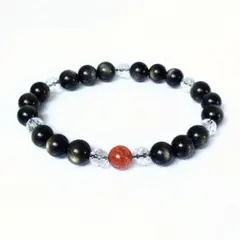 ゴールデンオブシディアン 赤龍紋瑪瑙 水晶 ブレスレット 8mm