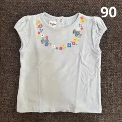 familiar 花柄リボン刺繍Tシャツ 90