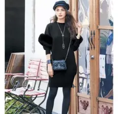 Chestyチェスティ✴︎ミスアドラ✴︎ファーニットワンピース✴︎Sブラック