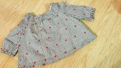 baby GAP ストライプ柄 赤いハート刺繍 シャツ 0-3ヶ月