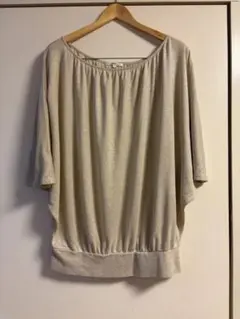 LOUNIE ラメ入りベージュ五分袖トップス