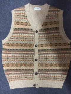 Crocodile クロコダイル ニットベスト L 総柄 幾何学 レトロ 古着