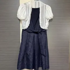 ネイビー 花柄ドレス カーディガンセット