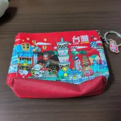 台湾観光名所デザインポーチ 赤