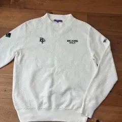 美品 BEAMS GOLF ワッフル スウェット ホワイトロゴ刺繍 ゴルフウェア