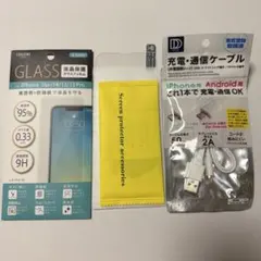 iPhone16e/14/13/13 Pro 保護フィルム2枚&ケーブルのセット