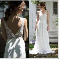 レースバック Aライン ウェディングドレス