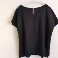 【Te chichi】テチチ　黒　フレンチスリーブ　Vネック　カットソー　F