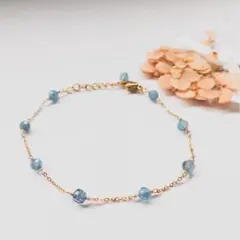 天然石ディープブルーアクアマリンのブレスレット