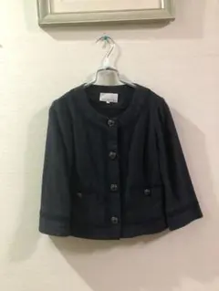 ネイビー ノーカラージャケット