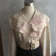 古着　ヴィンテージ 総柄シャツ　大きな襟ブラウス　レトロ　used ビンテージ