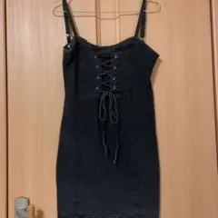 SpRay デニムレースアップキャミミニワンピース