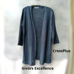 クロスプラスGivors Excellence七分袖 ニットカーディガン ブルーのサムネイル