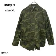 ユニクロ　UNIQLO シャツ　トップス　長袖　XL 迷彩柄　おしゃれ　綿