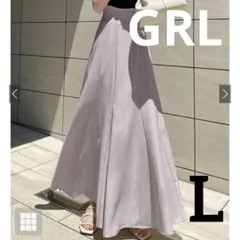 【L】ハイウエスト ロング フレアスカート GRL グレージュ gc190