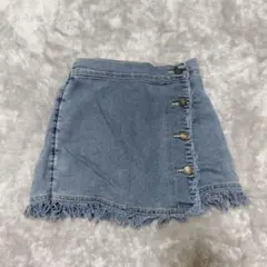 フリンジ付きデニムミニズボン スカート 140cm