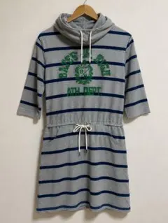 Champion ボーダーワンピース パーカー付き L グレー カジュアル