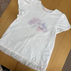 mezzo piano メゾピアノ　ユニコーン刺繍Tシャツ 140 裾フリル