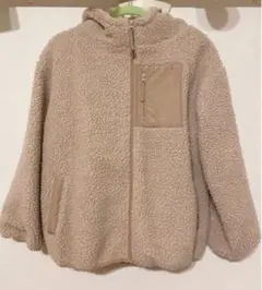 ベージュ ボアジャケット フード付き