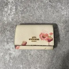 極美品　coach コーチ　キーケース　PVCレザー　花柄　フラワープリント